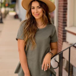 Cuffed Relaxed Swing Tee -Women's Clothing Store BB 6264 bc6efeb0 9a65 4f5d 937f 58fcf75c4868 342633