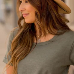 Cuffed Relaxed Swing Tee -Women's Clothing Store BB 6276 157616