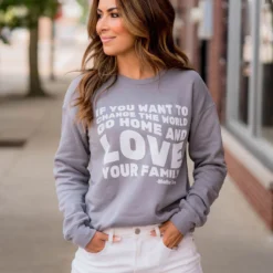 Love Your Family Graphic Crewneck -Women's Clothing Store BB 6303 eb8eac4c a013 43b0 b6c9 92fc11bba7a2 935101