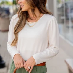 Ribbed Gathered Shoulder Tee -Women's Clothing Store BB 6340 13edd2b7 b921 4b32 a16e 0b9975285367 231323