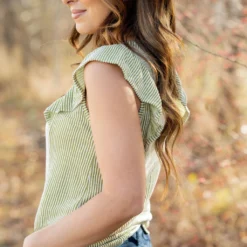 Vertical Ribbed Flutter Tee -Women's Clothing Store BB 6359