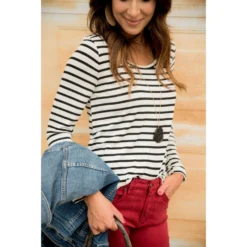 Thin Striped Long Sleeve Tee -Women's Clothing Store BB 6359 fcfa3a7f ad74 4f4d 8b04 74b2c274160b