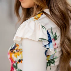 Vibrant Floral Ruffle Shoulder Tee -Women's Clothing Store BB 6399 8d8c1de0 ea45 431f a05e 9dca1e8f4954 947245