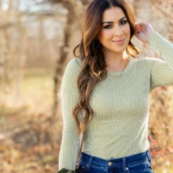 Heavily Vertical Ribbed Long Sleeve Tee -Women's Clothing Store BB 6434 7c85e8f2 a70b 4751 9339 cb03ad54da45