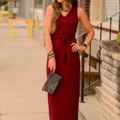 Burgundy Tie Textured Maxi -Women's Clothing Store BB 6462 ca4a7271 2e11 4fd4 802c 1d023ebe6711 277010