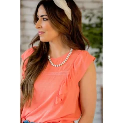 Embroidered Flutter Accent Tank -Women's Clothing Store BB 6465 130c5e7d 727f 4a2e 956e 293e2496582c