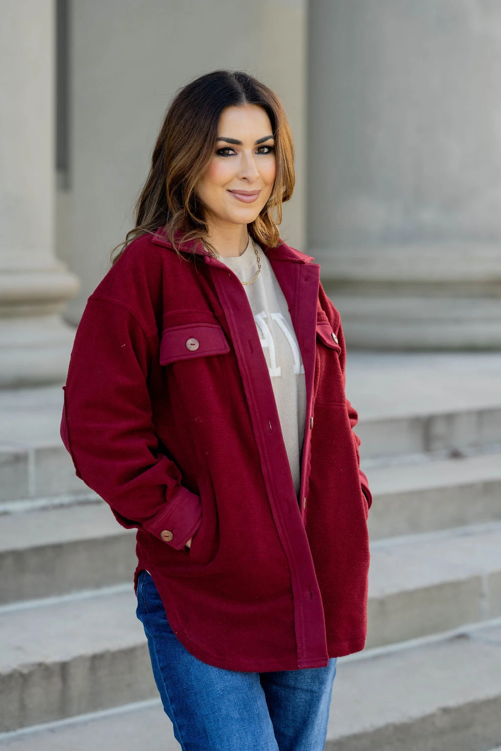 Woven Elbow Patch Shacket 16 Woven Elbow Patch Shacket - Image 16