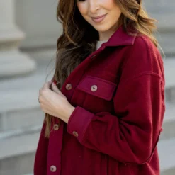 Woven Elbow Patch Shacket 36 Woven Elbow Patch Shacket -Women's Clothing Store BB 6485