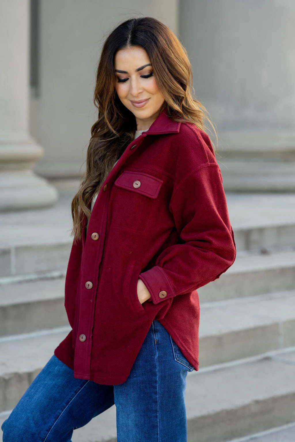 Woven Elbow Patch Shacket 7 Woven Elbow Patch Shacket - Image 7