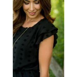 Textured Dot Cinched Waist Flutter Dress -Women's Clothing Store BB 6522 822efc75 4a4f 4692 ba0c db968ee45c35