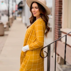 Grid Trimmed Tunic Cardigan -Women's Clothing Store BB 6525 dd6edc40 060b 48eb 9eb1 8a9bc6cb36a1 450152