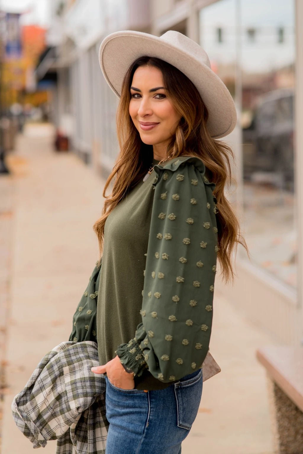 Textured Dot Sleeve Blouse 9 Textured Dot Sleeve Blouse - Image 9