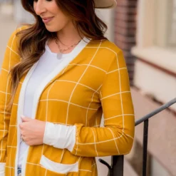 Grid Trimmed Tunic Cardigan -Women's Clothing Store BB 6527 e23f9161 b582 4134 91bb 45bf55b08b84 349732