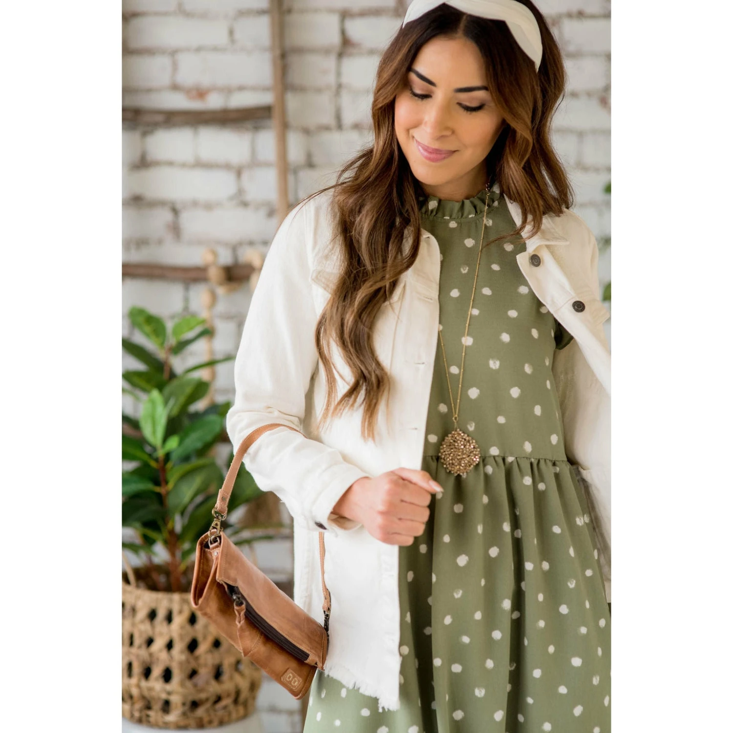 Brushed Dot Ruffle Trim Maxi Dress 4 Brushed Dot Ruffle Trim Maxi Dress - Image 4