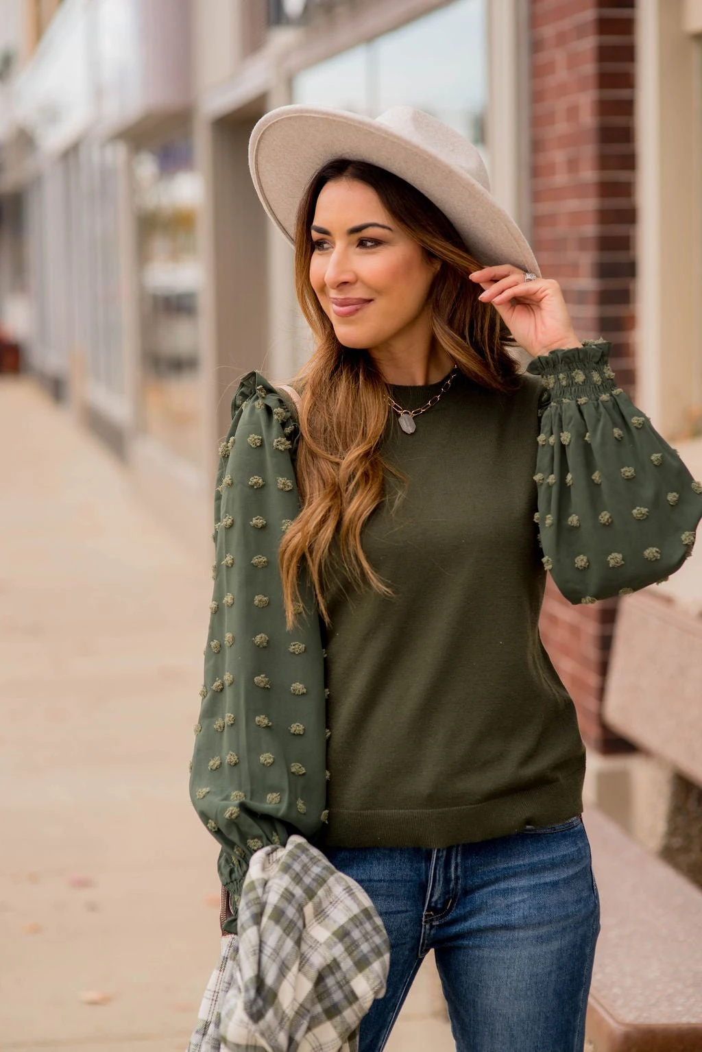 Textured Dot Sleeve Blouse 2 Textured Dot Sleeve Blouse - Image 2