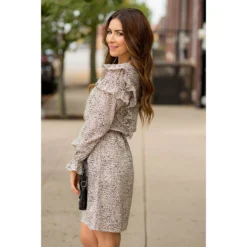 Ruffled Bodice Long Sleeve Patterned Dress -Women's Clothing Store BB 6545 5ab5210b cf96 4e19 b8c3 43805231fd77