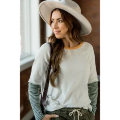 Hint Of Stripe Sweatshirt -Women's Clothing Store BB 6546 84153fb3 e948 4005 ac0a 47c30b89c71c