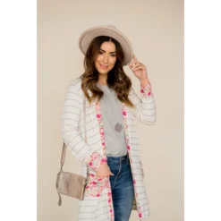 Floral Trimmed Pocket Cardigan -Women's Clothing Store BB 6550 f60891a2 b5d5 423e b4c5 ae5d45a9587a