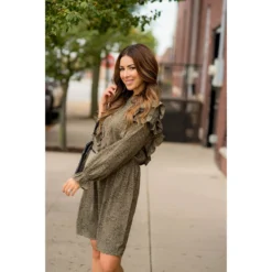 Ruffled Bodice Long Sleeve Patterned Dress -Women's Clothing Store BB 6574 a7a88f69 9378 4c37 b154 b53c581eeb0c