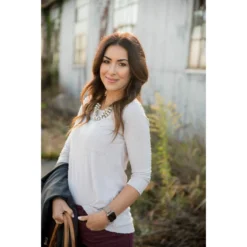 3/4 Sleeve Textured Pocket Tee 25 3/4 Sleeve Textured Pocket Tee -Women's Clothing Store BB 6574 b2813983 d45c 40c2 a08e c6b0794fc7ae