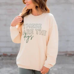 These Are The Days Ribbed Graphic Crewneck -Women's Clothing Store BB 6598 216a2819 4dbc 4122 afb2 f9d80f72d555 527362
