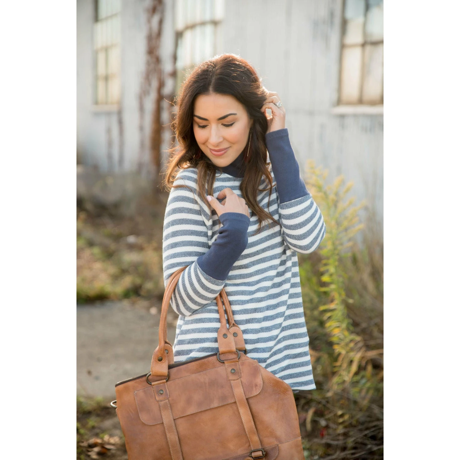 Thick Striped Side Zip Wrap Sweatshirt 12 Thick Striped Side Zip Wrap Sweatshirt - Image 12