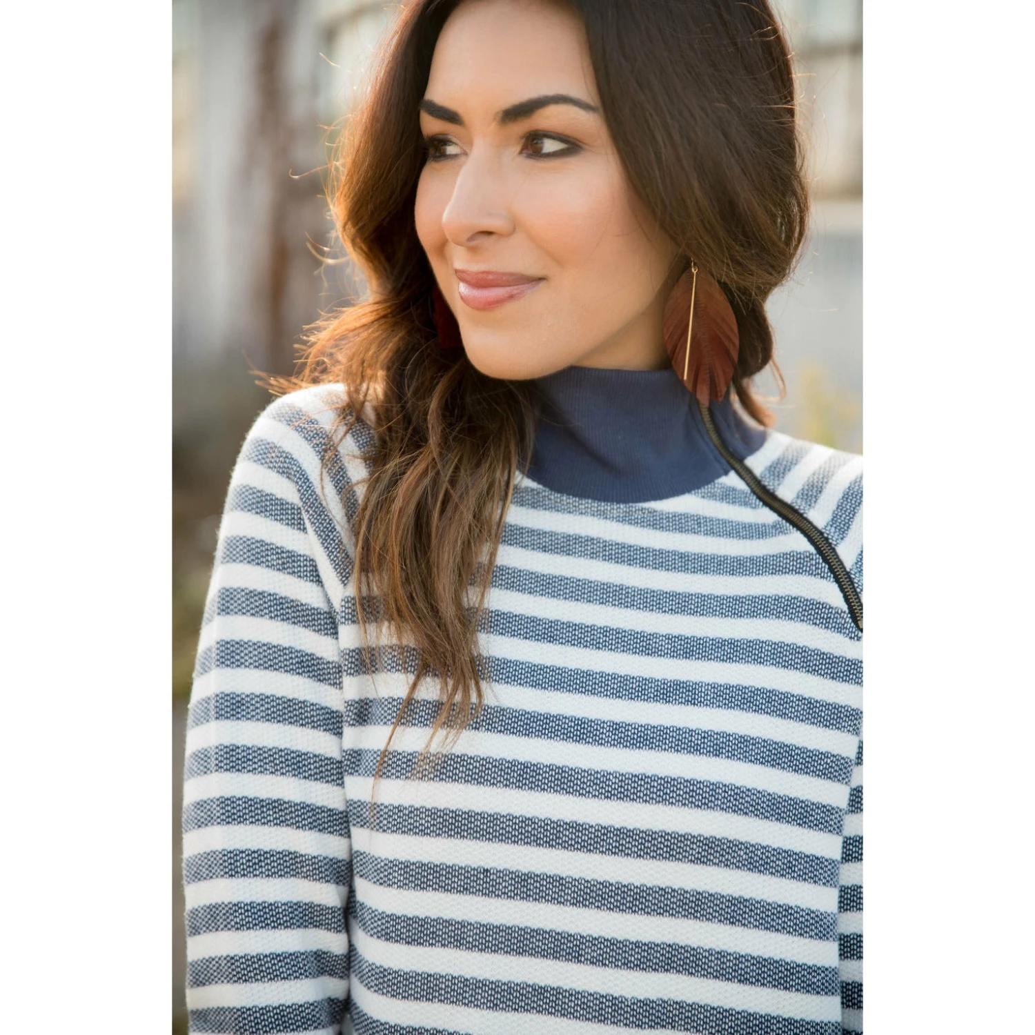 Thick Striped Side Zip Wrap Sweatshirt 17 Thick Striped Side Zip Wrap Sweatshirt - Image 17
