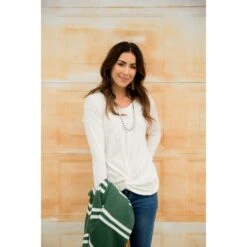 Long Sleeve Front Knot Tee -Women's Clothing Store BB 6661