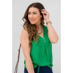 Ruffle Neck Button Tank -Women's Clothing Store BB 6665 2b3e50c9 029d 48a1 809f d5f25dc6be4f