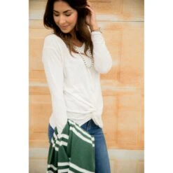 Long Sleeve Front Knot Tee -Women's Clothing Store BB 6671