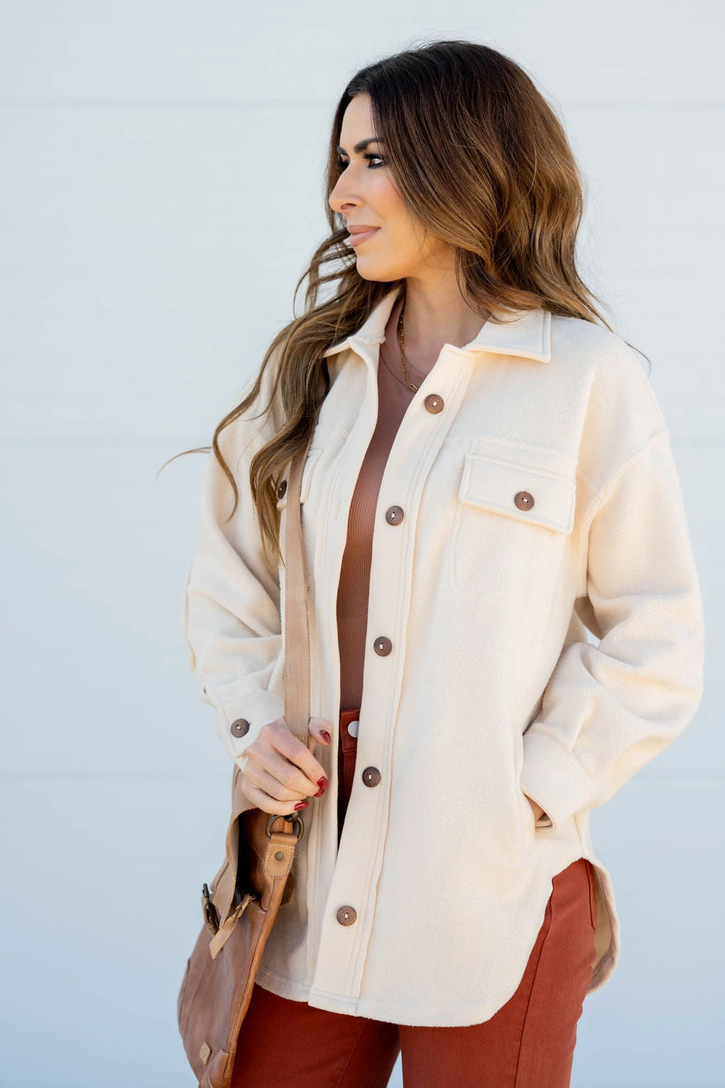 Woven Elbow Patch Shacket 3 Woven Elbow Patch Shacket - Image 3