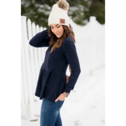 Solid Peplum Sweatshirt -Women's Clothing Store BB 6694 8aca4070 5efc 43be 8ad5 1e06d053f5f3