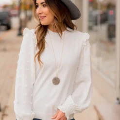 Textured Dot Sleeve Blouse