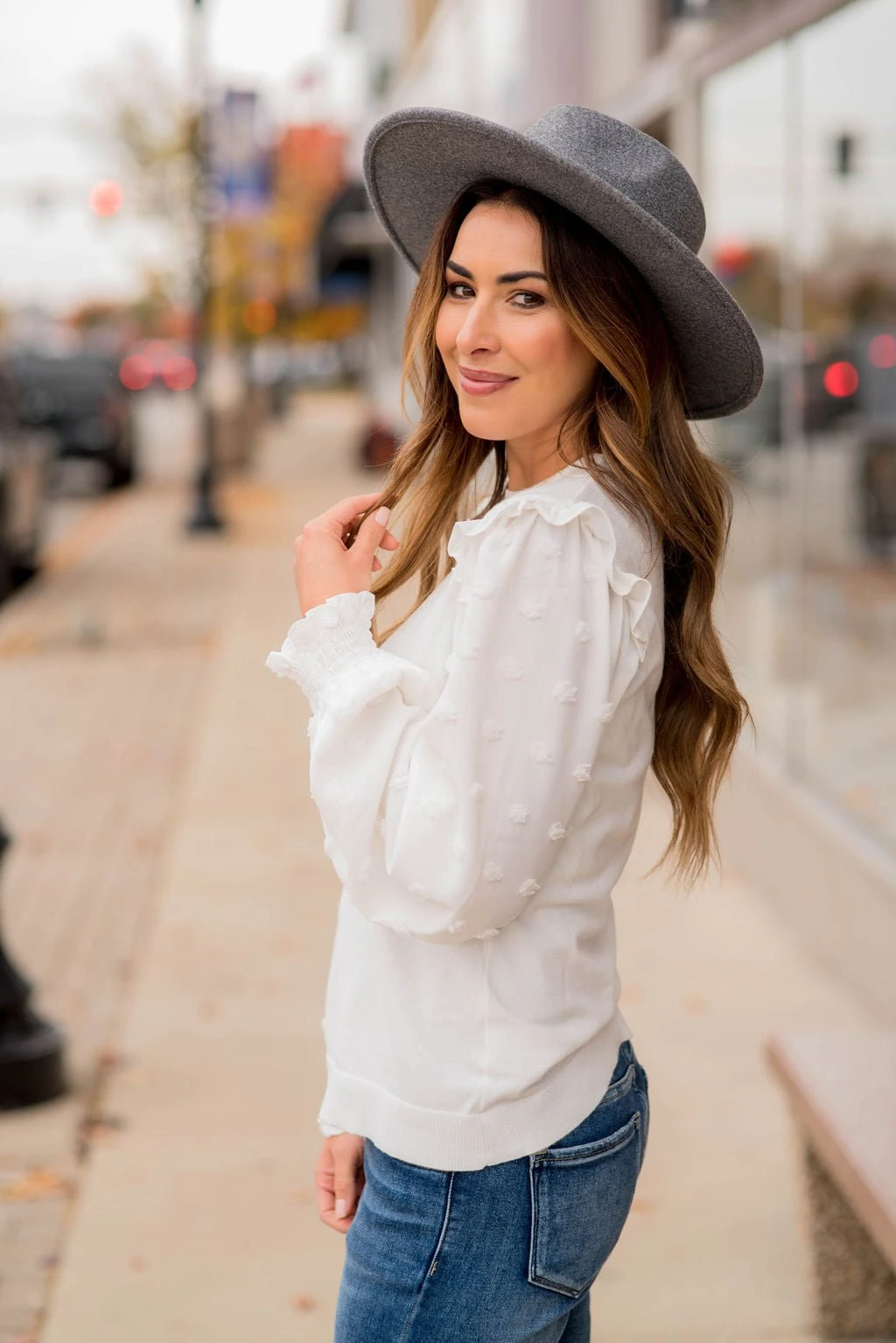 Textured Dot Sleeve Blouse 11 Textured Dot Sleeve Blouse - Image 11