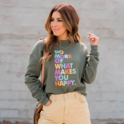 What Makes You Happy Graphic Crewneck -Women's Clothing Store BB 6713 180e8c73 68d6 4249 a0e5 01d018b5ded0 816955
