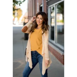 Striped Waterfall Elbow Patch Cardigan -Women's Clothing Store BB 6739 a1ae49bf 9a89 443c af68 641e9a84bbf2