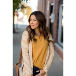 Striped Waterfall Elbow Patch Cardigan -Women's Clothing Store BB 6741 b49a101c 3a33 4862 ae06 ea50b46a6a7c