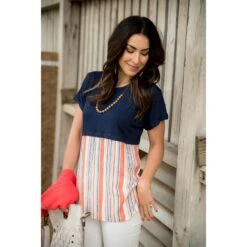 Striped Bottom Tee -Women's Clothing Store BB 6741 f8420511 26de 4f0a a03a eb80b6e8c95d