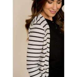 Thin Striped Tunic Cardigan -Women's Clothing Store BB 6815 a26f2305 0469 445d 9e9a 0b52de416f93