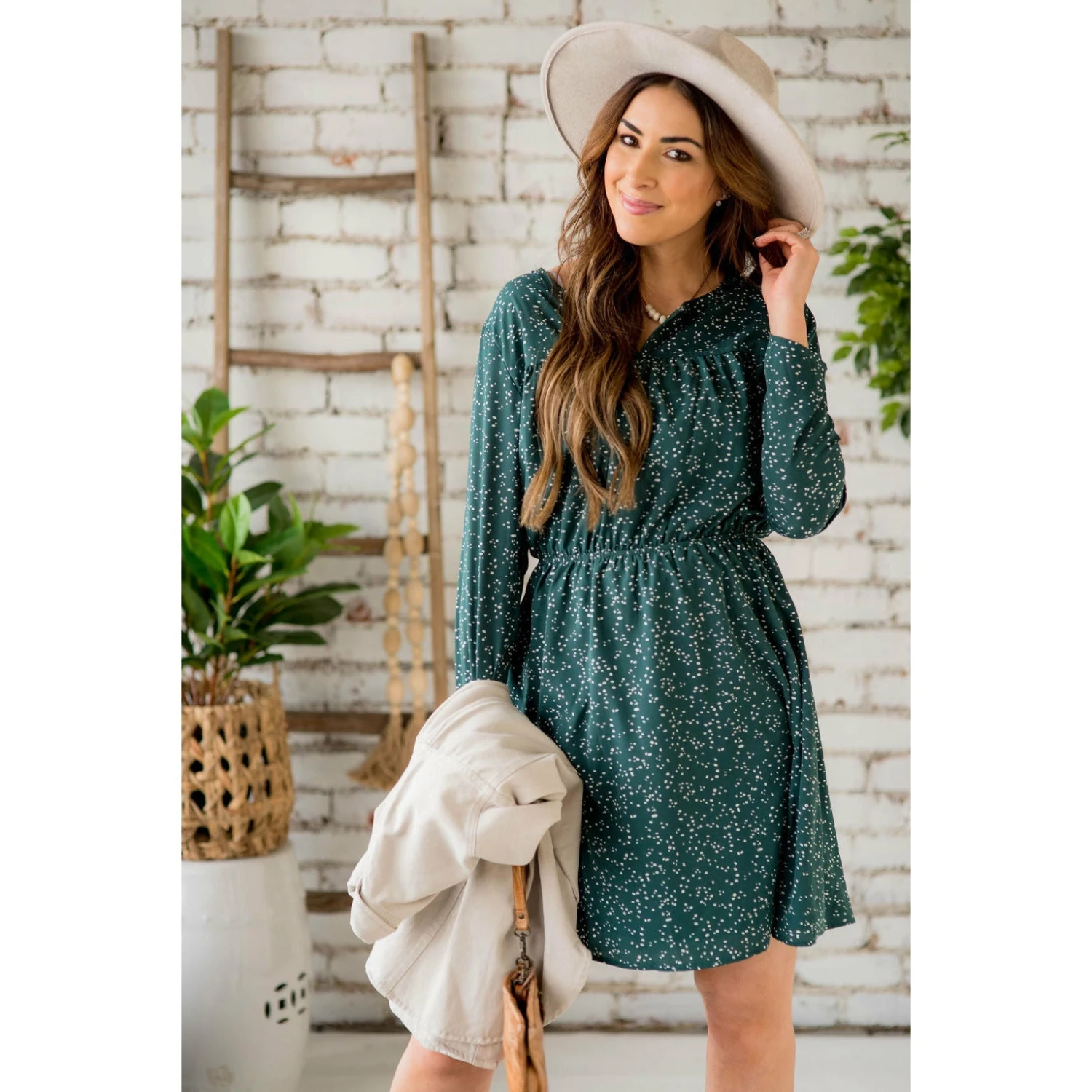 Endearingly Speckled Long Sleeve Dress 1 Endearingly Speckled Long Sleeve Dress