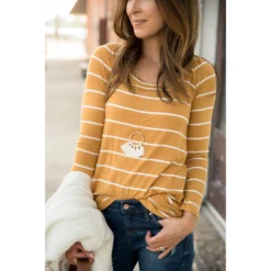 Betsey's Striped Long Sleeve Basic Tee