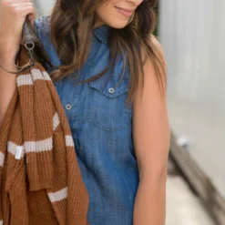 Sleeveless Denim Tunic Dress -Women's Clothing Store BB 6850