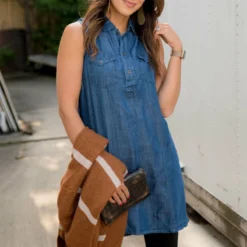 Sleeveless Denim Tunic Dress