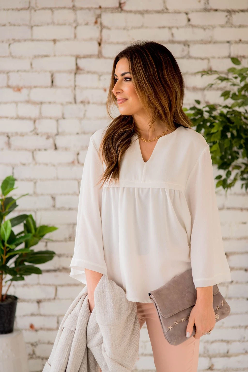 Bell Sleeve Peplum V Blouse 3 Bell Sleeve Peplum V Blouse - Image 3