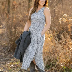 Vintage Floral Wrap Bottom Midi Dress