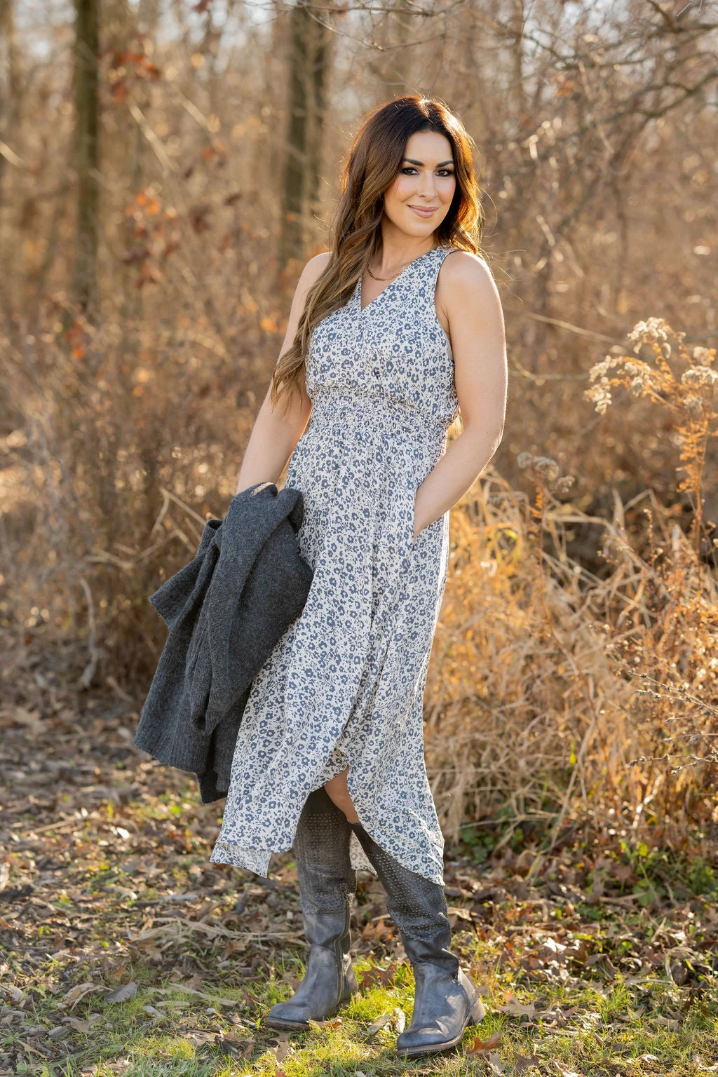 Vintage Floral Wrap Bottom Midi Dress 1 Vintage Floral Wrap Bottom Midi Dress