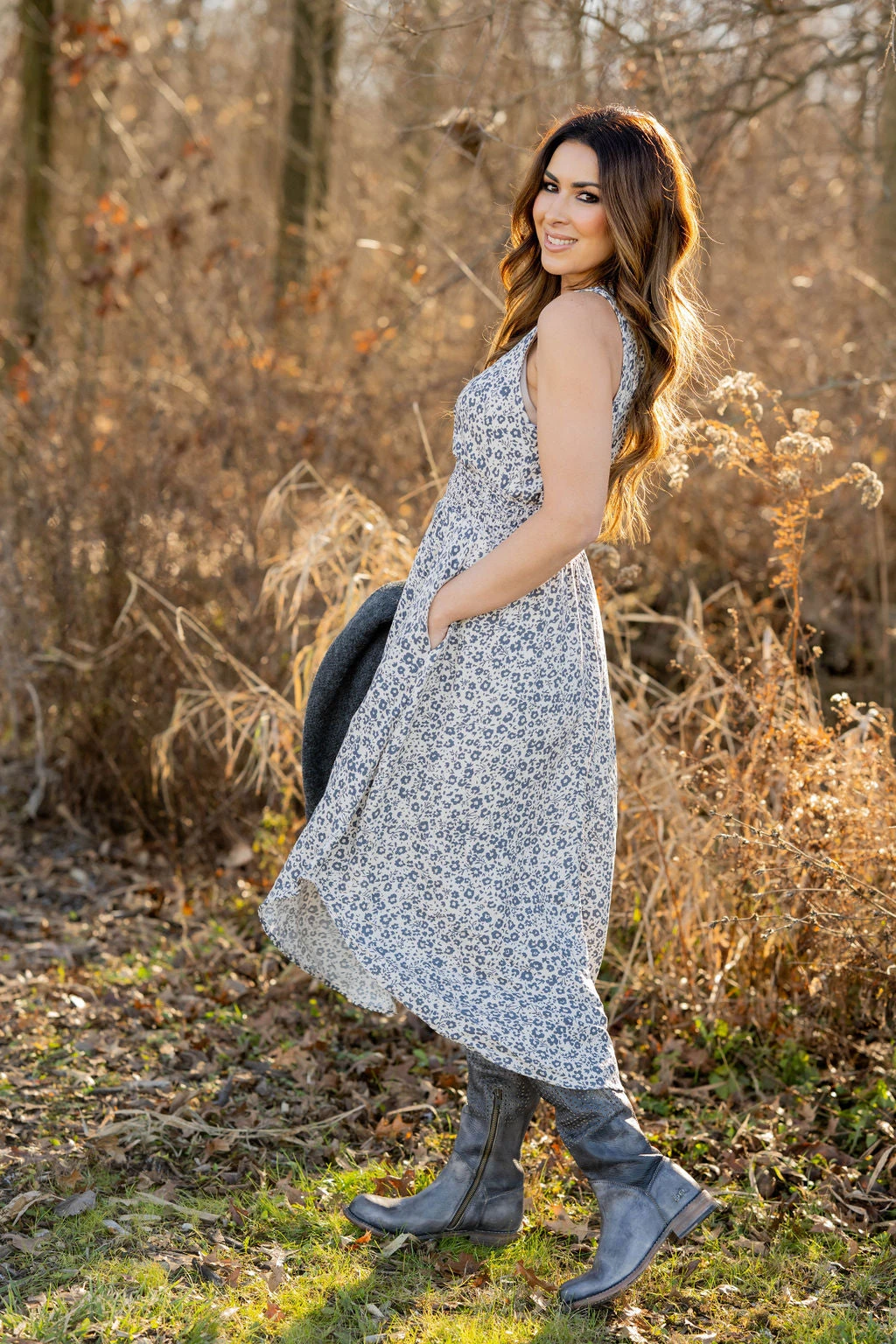 Vintage Floral Wrap Bottom Midi Dress 7 Vintage Floral Wrap Bottom Midi Dress - Image 7