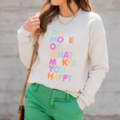 What Makes You Happy Graphic Crewneck -Women's Clothing Store BB 6907 f4dff331 7256 4867 a449 3f2d77b8e907 436281