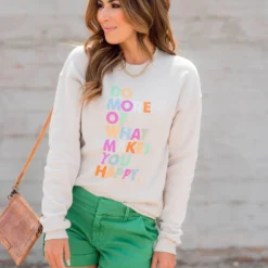 What Makes You Happy Graphic Crewneck -Women's Clothing Store BB 6917 660b537b 8187 47a2 8ba5 d8ae1b752f7d 792346