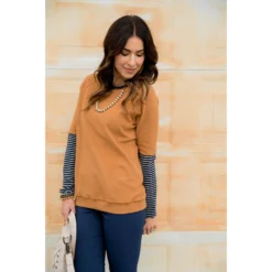 Hint Of Stripe Sweatshirt -Women's Clothing Store BB 6917 c42d09cd 6804 4a3a ad1f 507adff465b8